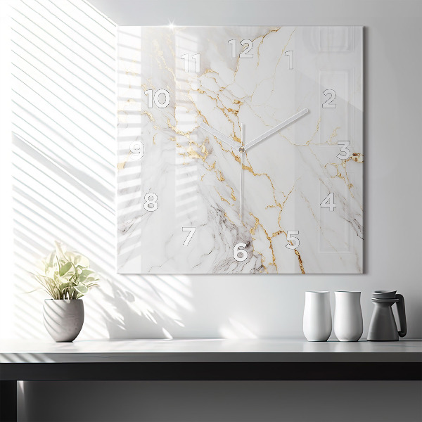 Ceas pătrat de perete din sticlă Marmură decorativă
