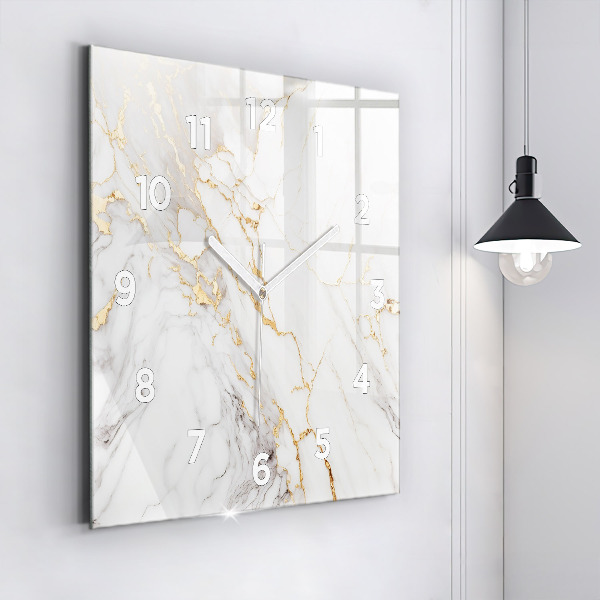 Ceas pătrat de perete din sticlă Marmură decorativă