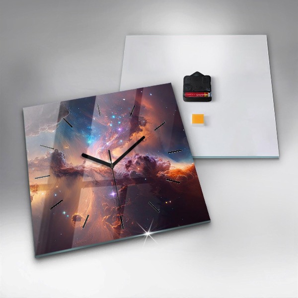 Ceas pătrat de perete din sticlă Lumea cosmică a stelelor