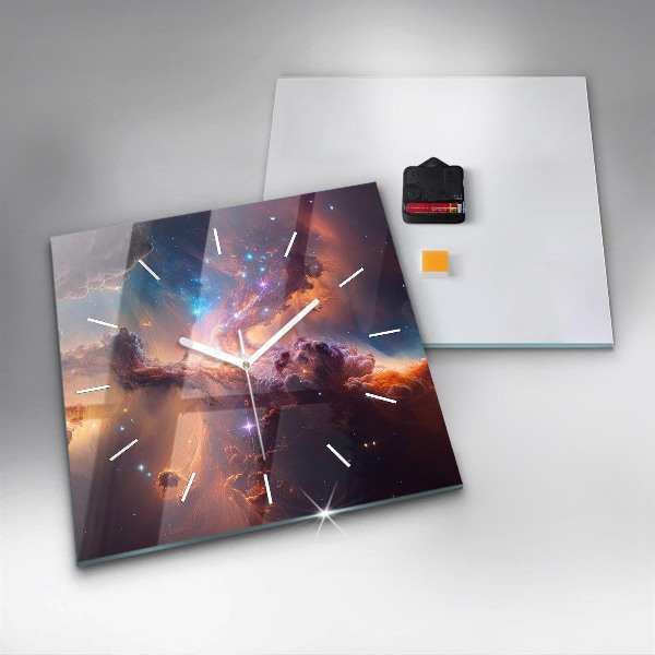 Ceas pătrat de perete din sticlă Lumea cosmică a stelelor