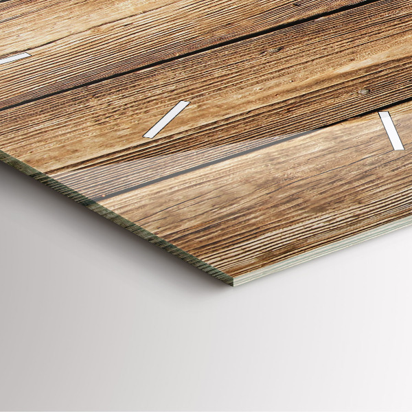 Ceas pătrat de perete din sticlă Scânduri de lemn