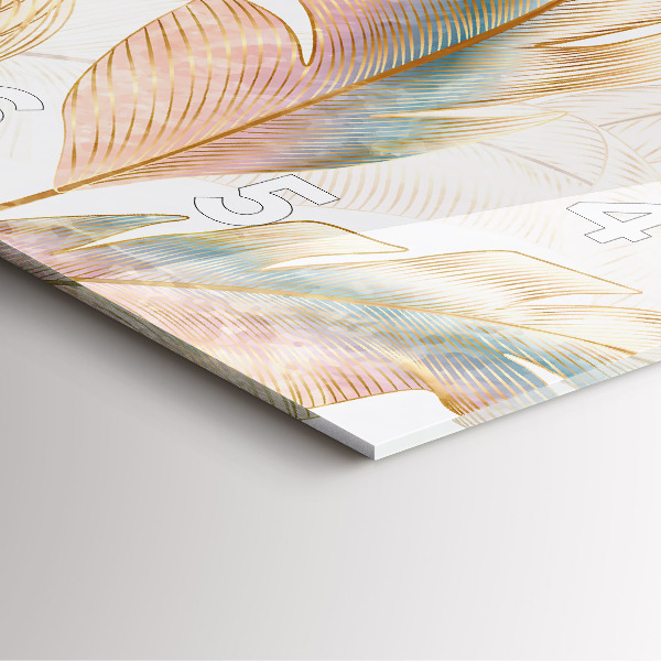 Ceas pătrat de perete din sticlă Natura frunze model