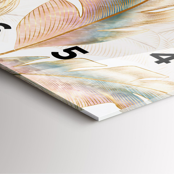 Ceas pătrat de perete din sticlă Natura frunze model