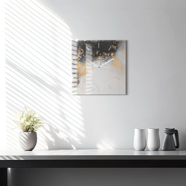 Ceas pătrat de perete din sticlă Marmură artistică