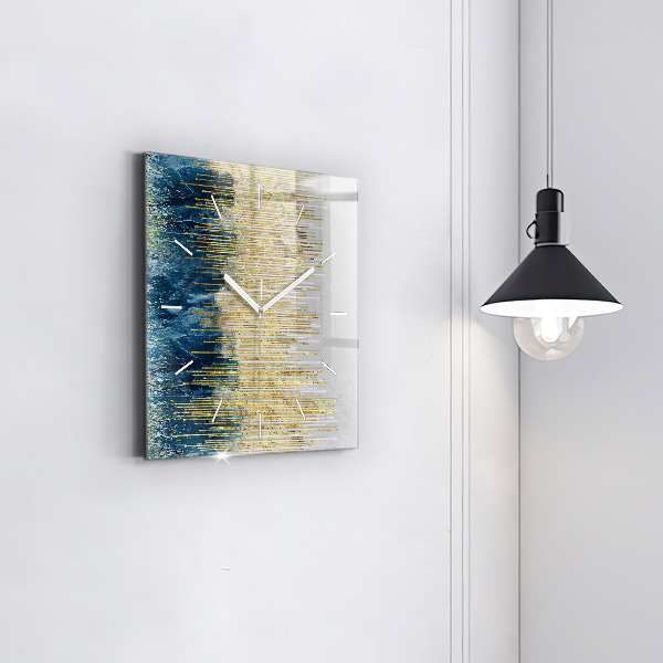 Ceas pătrat de perete din sticlă Model decorativ și auriu