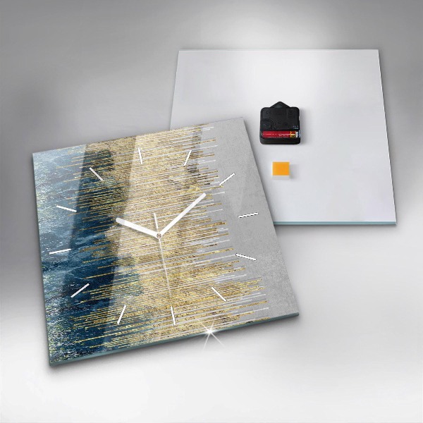 Ceas pătrat de perete din sticlă Model decorativ și auriu