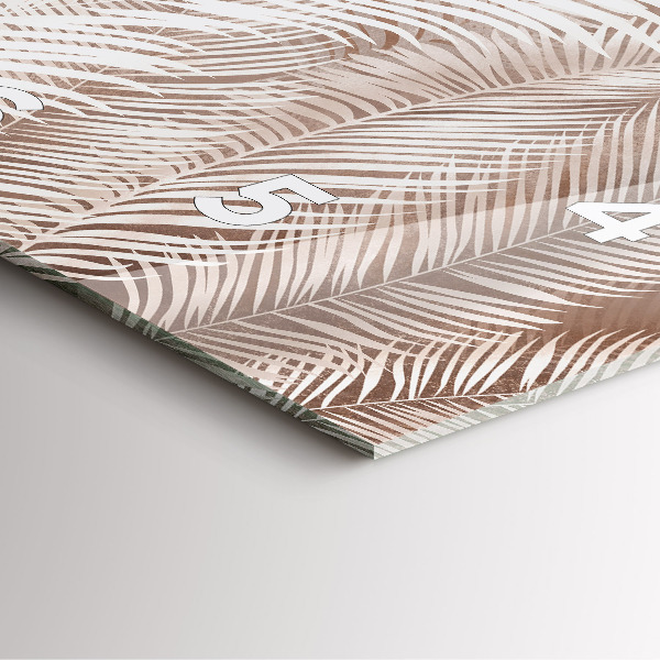 Ceas pătrat de perete din sticlă Frunze tropicale boho