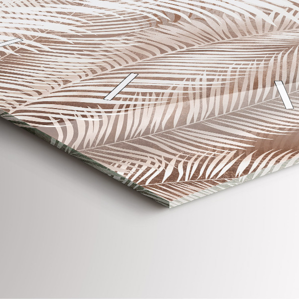 Ceas pătrat de perete din sticlă Frunze tropicale boho