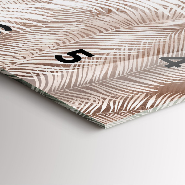 Ceas pătrat de perete din sticlă Frunze tropicale boho