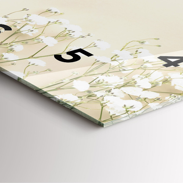 Ceas pătrat de perete din sticlă Flori înfloritoare de gypsophila