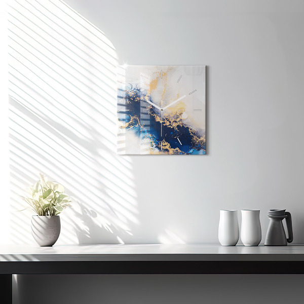 Ceas pătrat de perete din sticlă Model de marmură