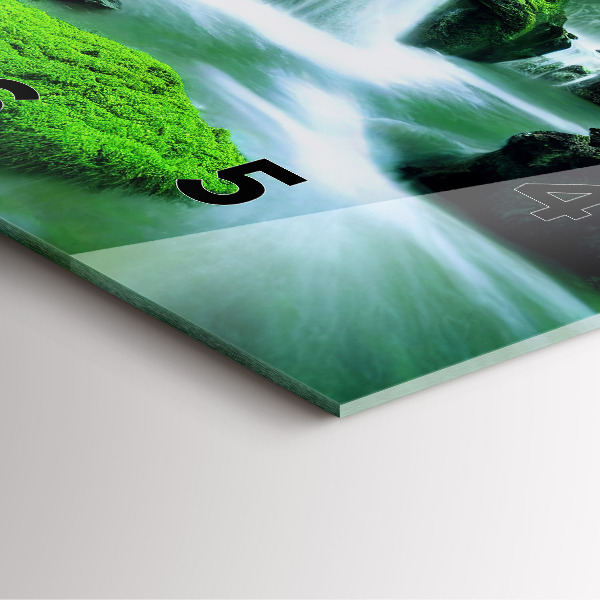 Ceas pătrat de perete din sticlă Cascada printre mușchi