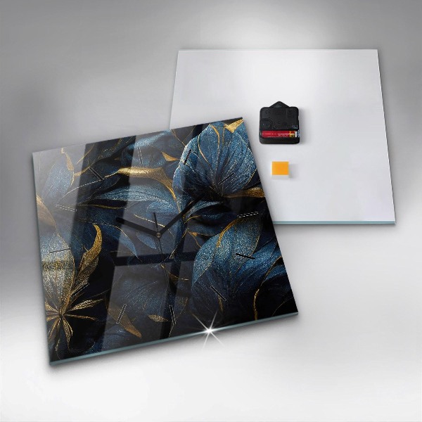 Ceas pătrat de perete din sticlă Flori decorative