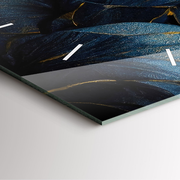 Ceas pătrat de perete din sticlă Flori decorative