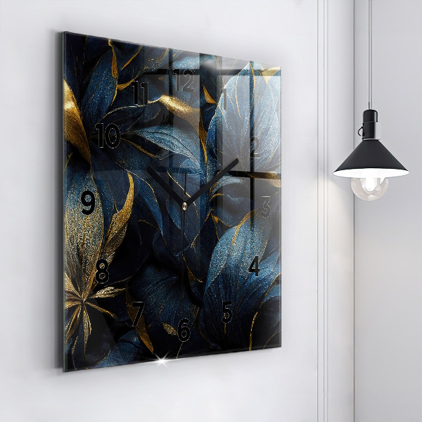 Ceas pătrat de perete din sticlă Flori decorative