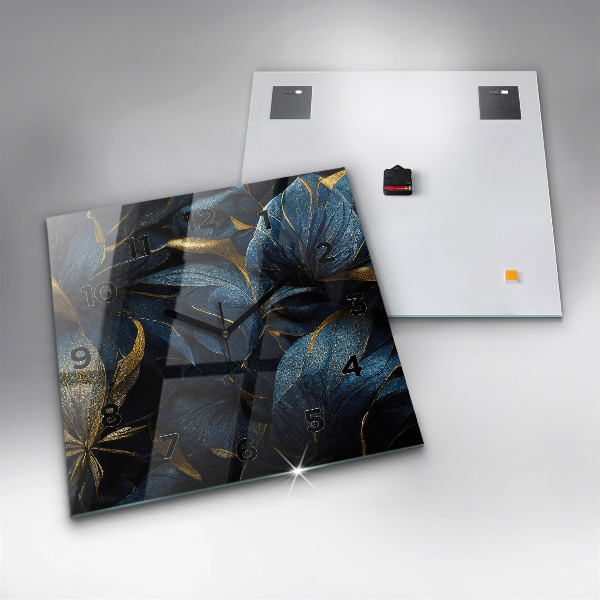 Ceas pătrat de perete din sticlă Flori decorative