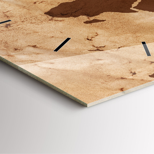 Ceas pătrat de perete din sticlă Harta lumii vintage