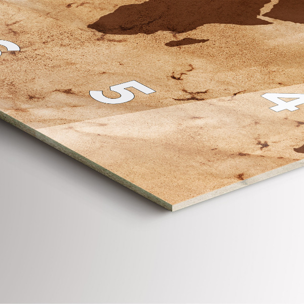 Ceas pătrat de perete din sticlă Harta lumii vintage