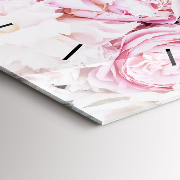 Ceas pătrat de perete din sticlă Flori decorative