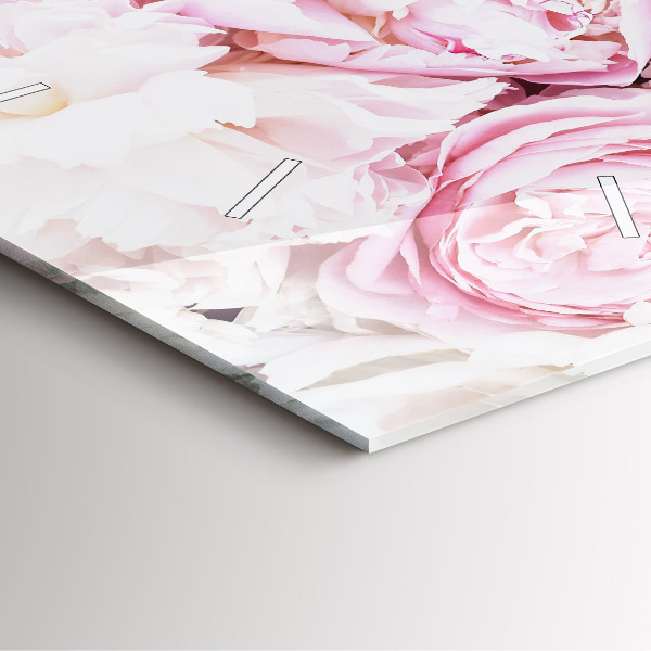 Ceas pătrat de perete din sticlă Flori decorative