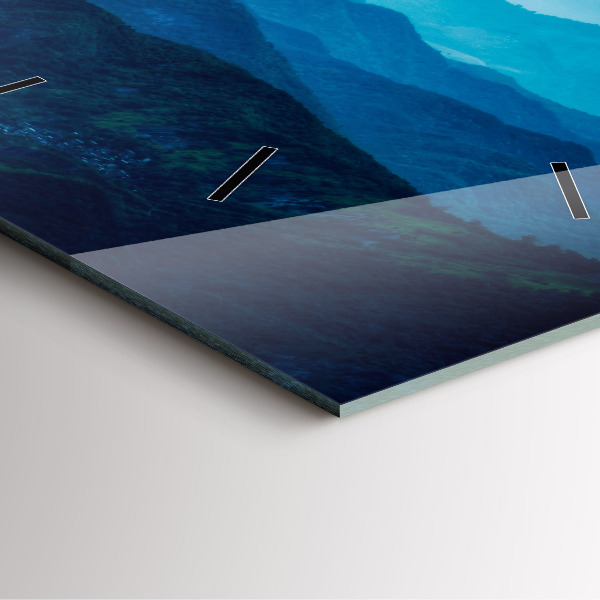 Ceas pătrat de perete din sticlă Acuarelă munți