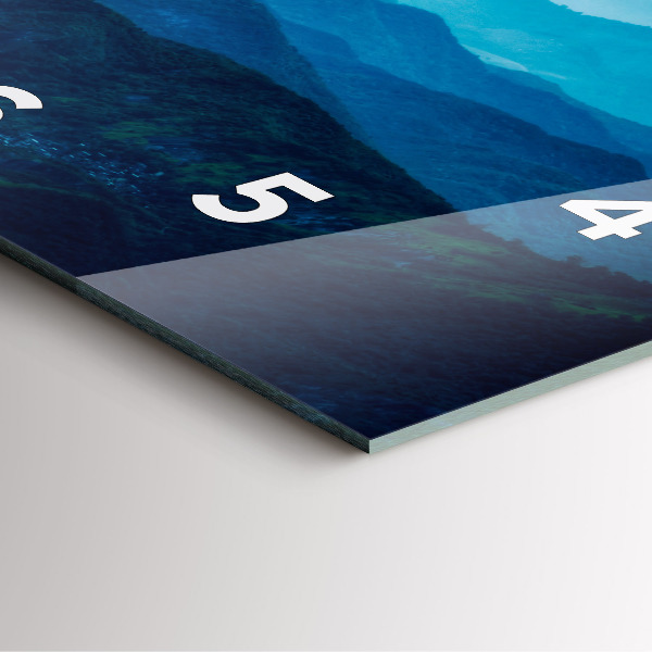 Ceas pătrat de perete din sticlă Acuarelă munți