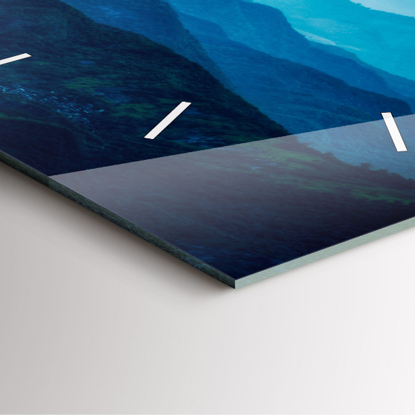 Ceas pătrat de perete din sticlă Acuarelă munți