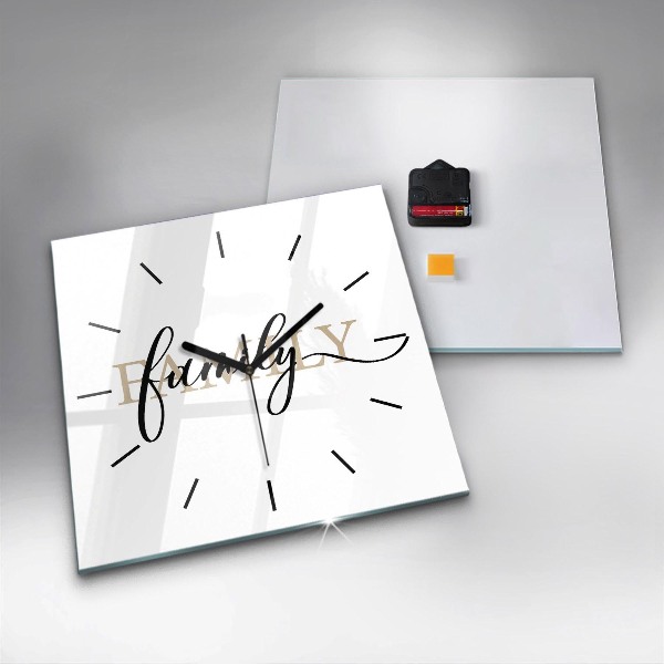Ceas pătrat de perete din sticlă Inscripția familiei