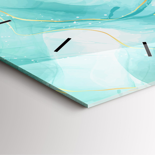 Ceas pătrat de perete din sticlă Abstracția din marmură