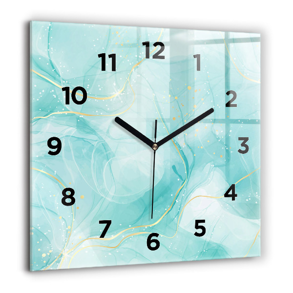 Ceas pătrat de perete din sticlă Abstracția din marmură