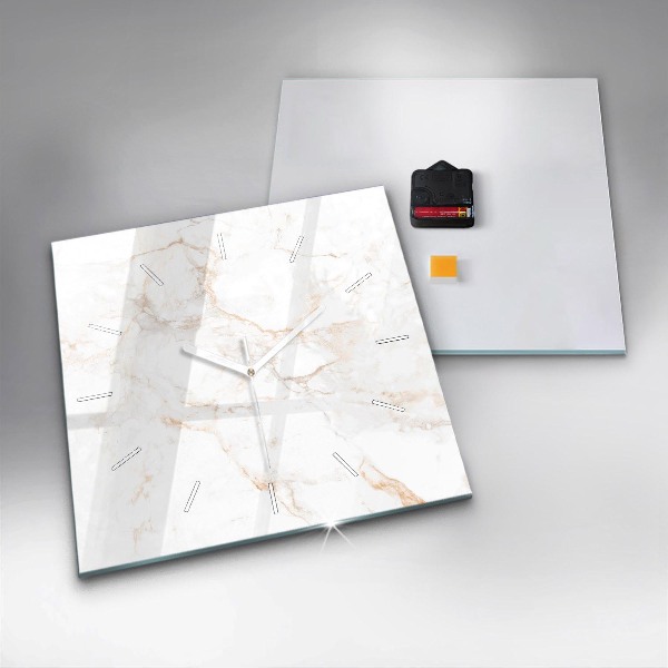 Ceas pătrat de perete din sticlă Marmură elegantă