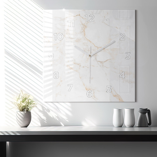 Ceas pătrat de perete din sticlă Marmură elegantă