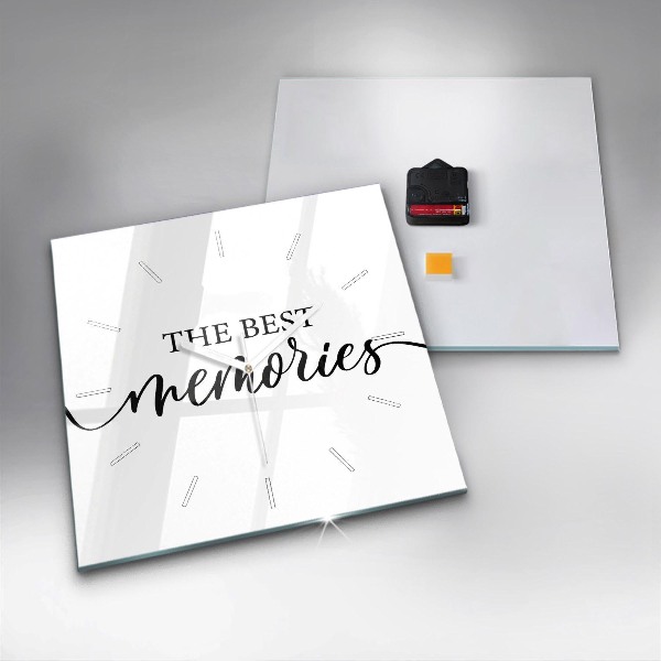 Ceas pătrat de perete din sticlă Inscripția amintirilor