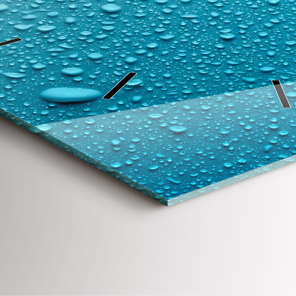 Ceas pătrat de perete din sticlă Picături de apă pe sticlă