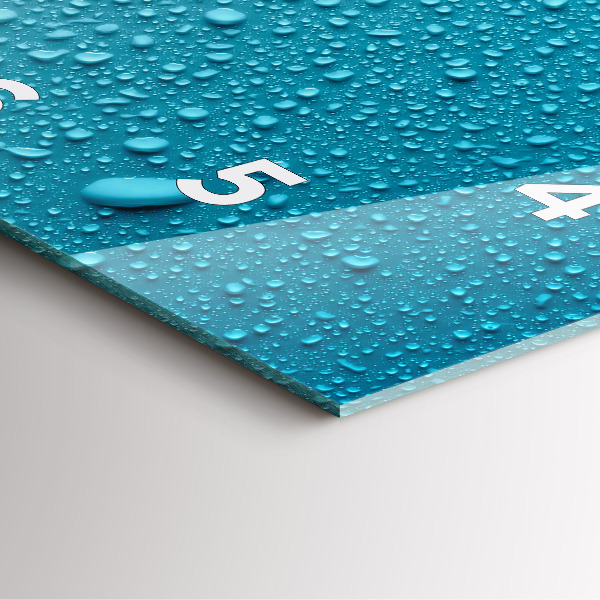 Ceas pătrat de perete din sticlă Picături de apă pe sticlă