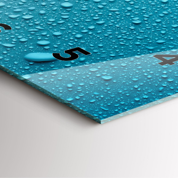 Ceas pătrat de perete din sticlă Picături de apă pe sticlă