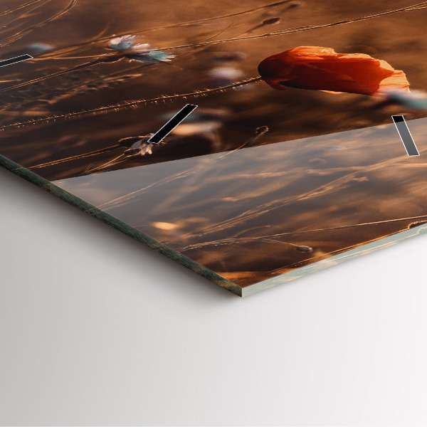 Ceas pătrat de perete din sticlă Câmp de răsărit