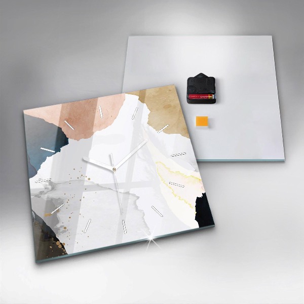 Ceas pătrat de perete din sticlă Pete de abstracție