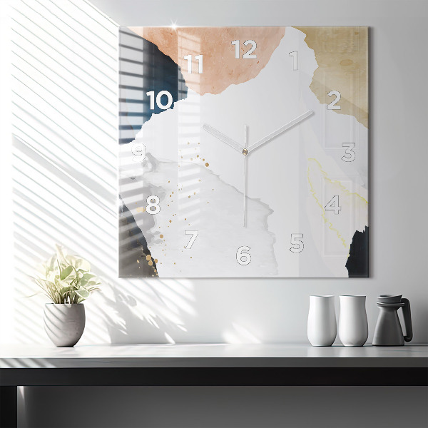 Ceas pătrat de perete din sticlă Pete de abstracție
