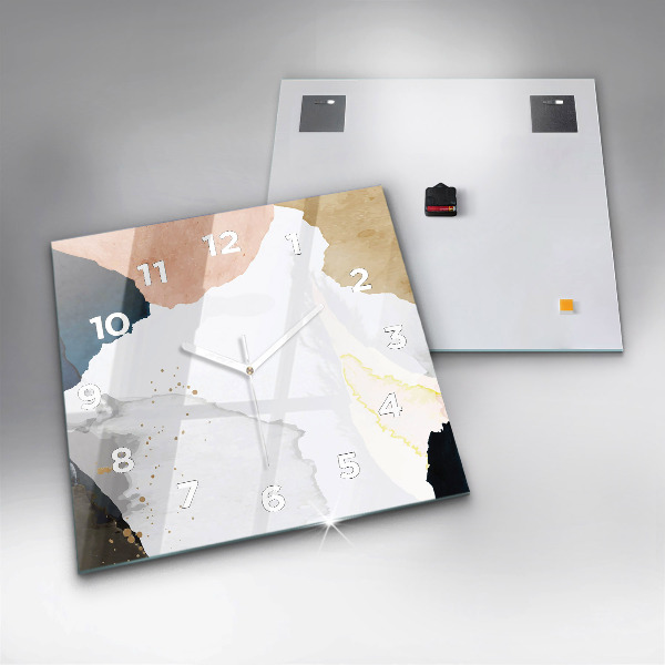 Ceas pătrat de perete din sticlă Pete de abstracție