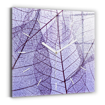 Ceas pătrat de perete din sticlă Frunze – natura