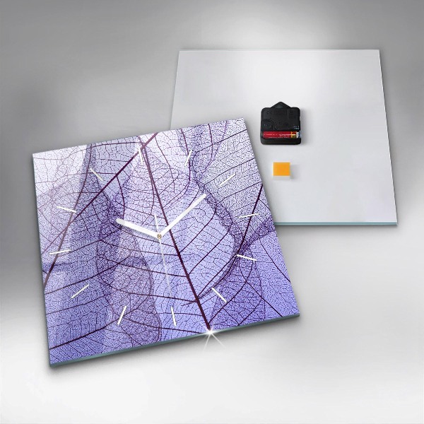 Ceas pătrat de perete din sticlă Frunze – natura