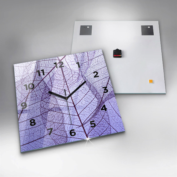 Ceas pătrat de perete din sticlă Frunze – natura