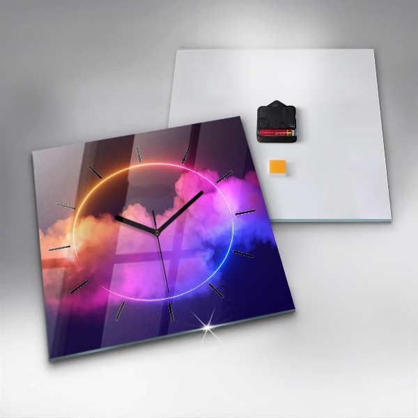 Ceas pătrat de perete din sticlă Abstracția fumului 3D