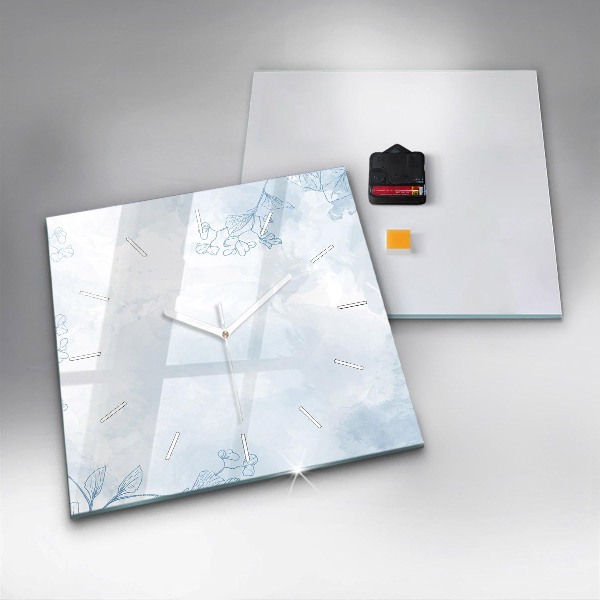 Ceas pătrat de perete din sticlă Schița plantei