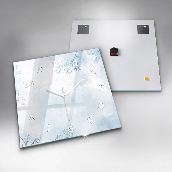 Ceas pătrat de perete din sticlă Schița plantei