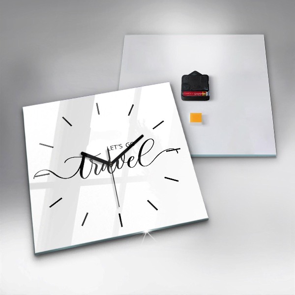 Ceas pătrat de perete din sticlă Inscripție de călătorie