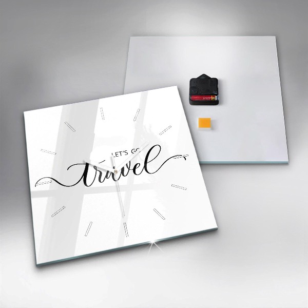 Ceas pătrat de perete din sticlă Inscripție de călătorie