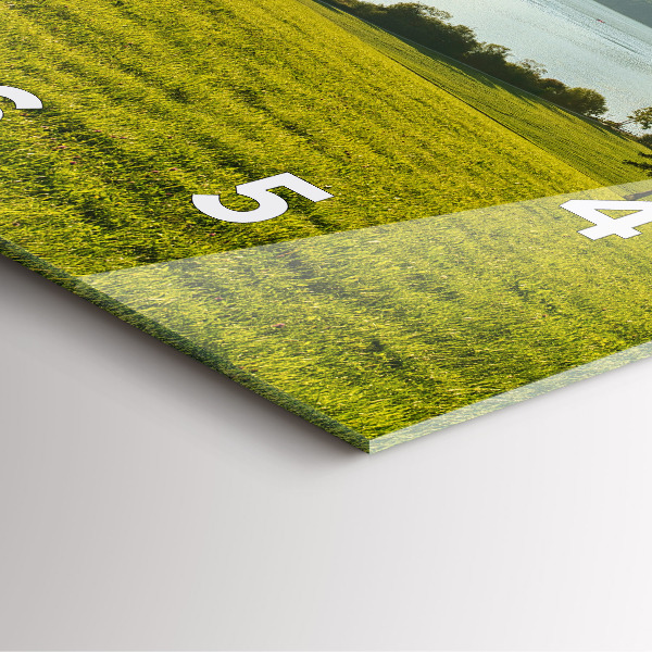 Ceas pătrat de perete din sticlă Munți și câmp