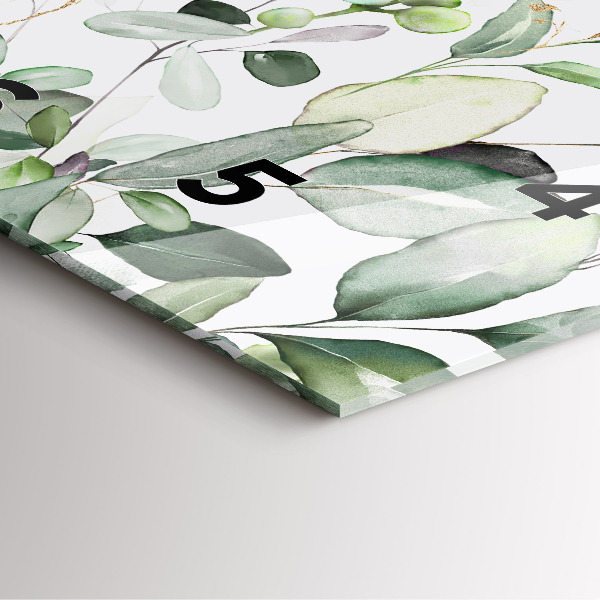 Ceas pătrat de perete din sticlă Frunze de plante